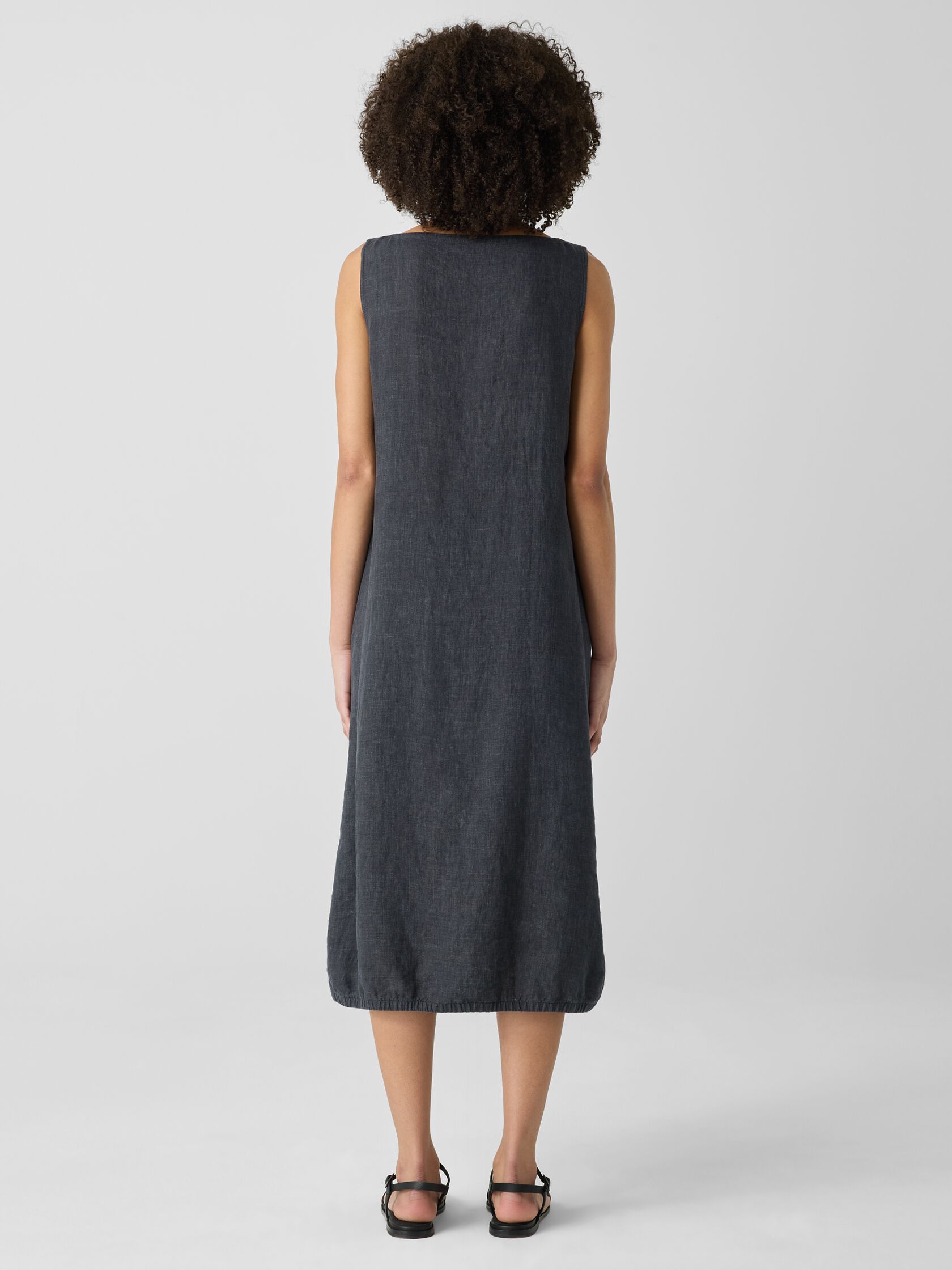 Washed Organic Linen Délavé Lantern Dress
