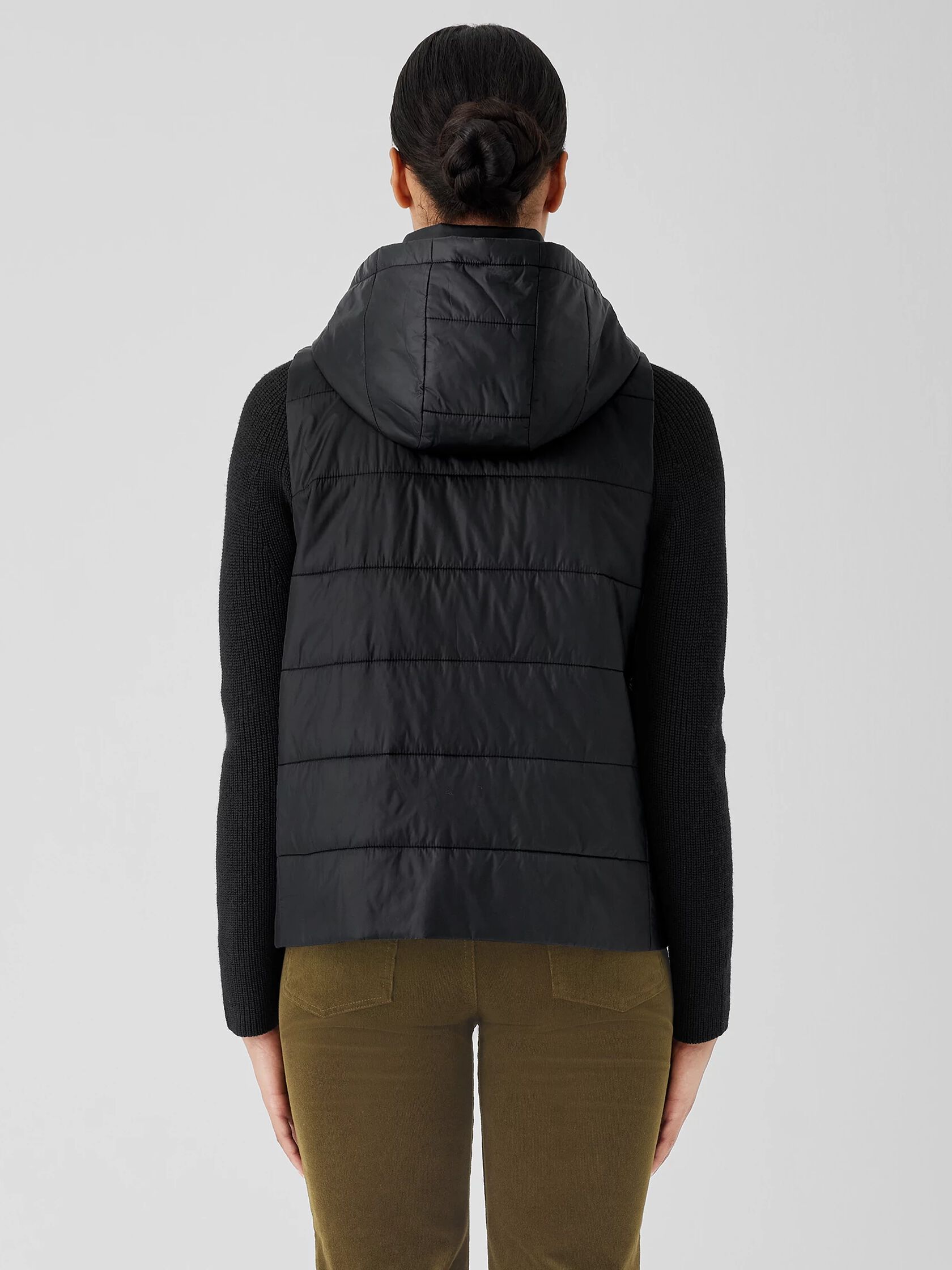 Eggshell Recycled Nylon Vest with Removable Hood