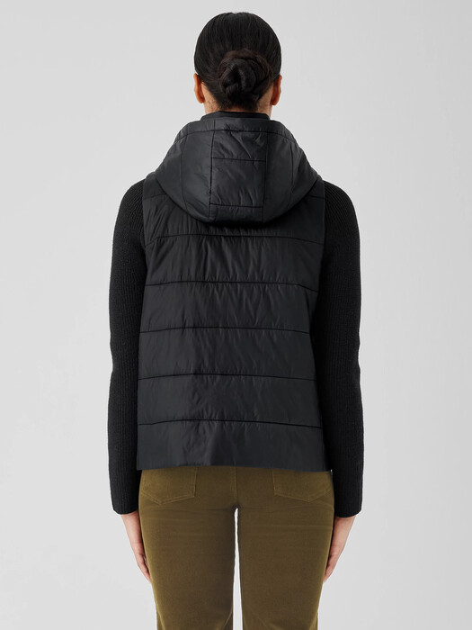 Eggshell Recycled Nylon Vest with Removable Hood