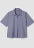 Striped Organic Cotton Poplin Split Neck Top