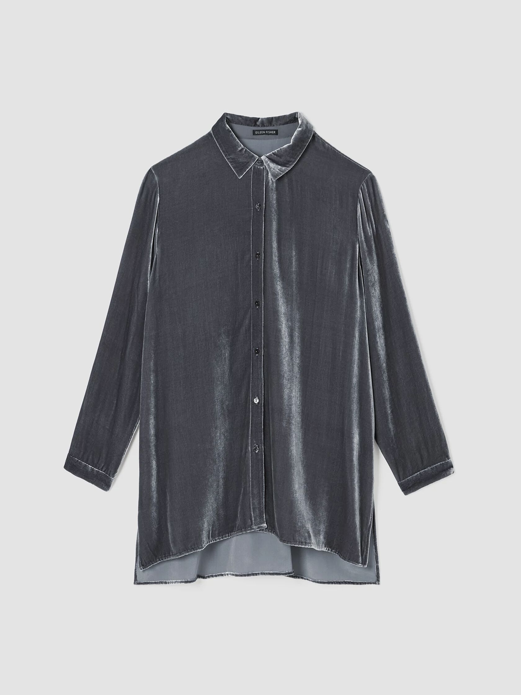 Velvet Classic Collar Long Shirt