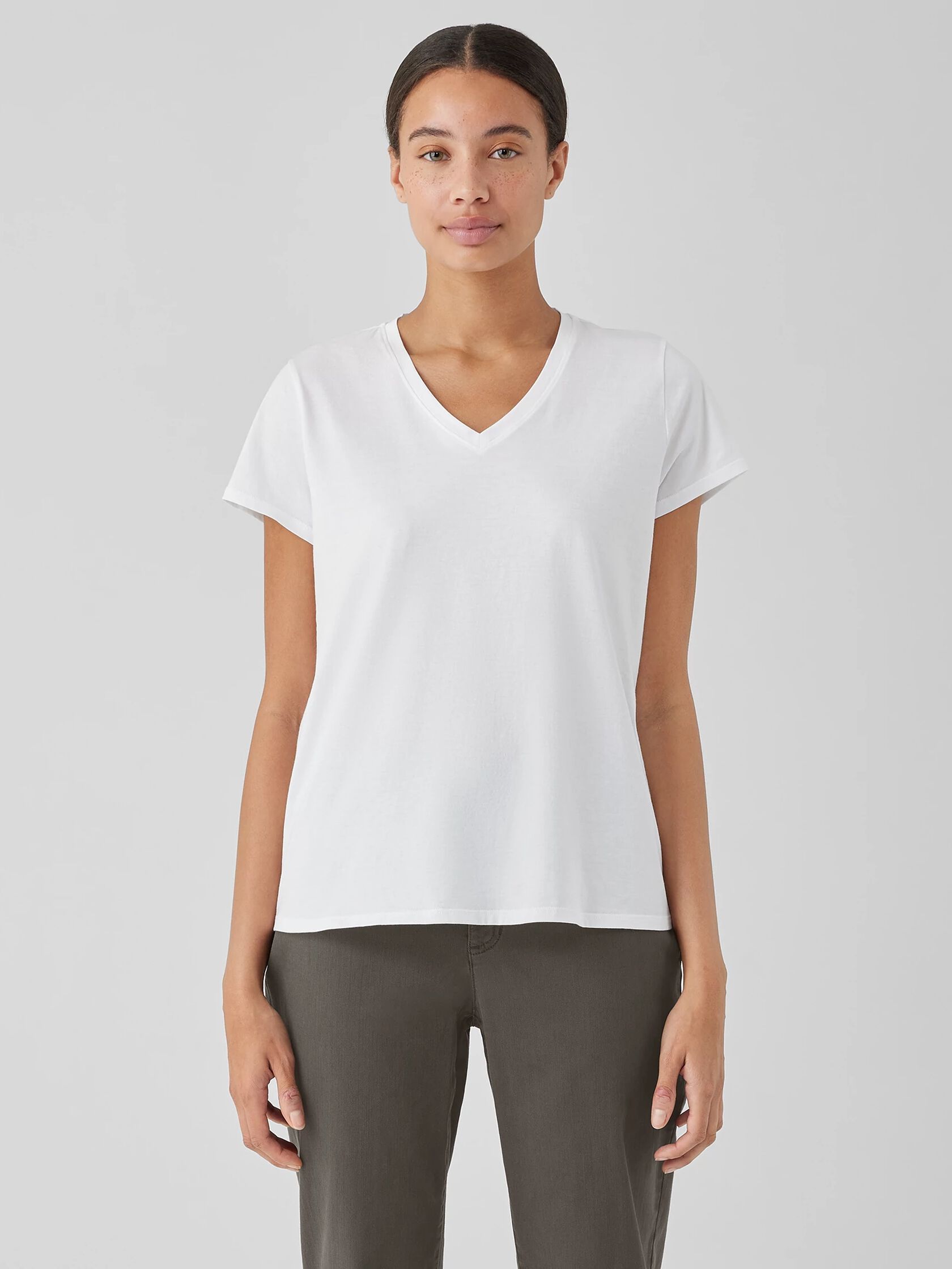 Organic Pima Cotton Jersey V-Neck Tee