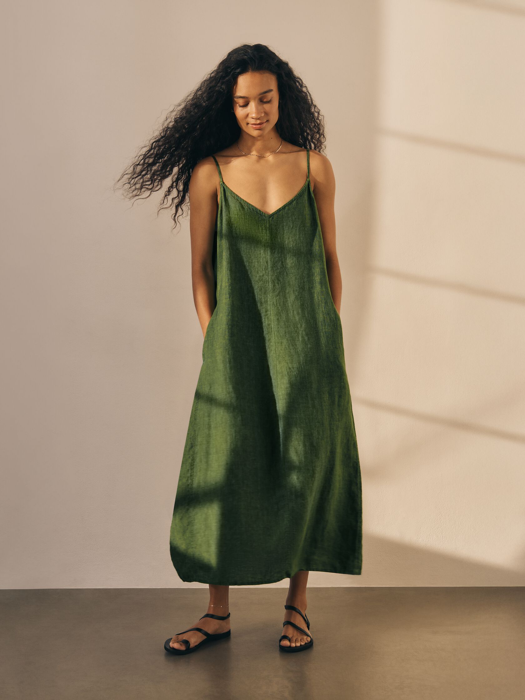 Washed Organic Linen D&eacute;lav&eacute; Lantern Dress