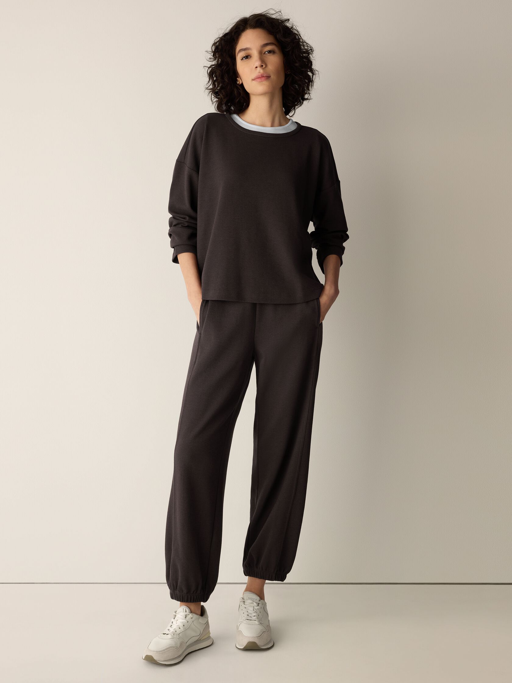 Waffle Cotton Blend Doubleknit Lantern Jogger Pant