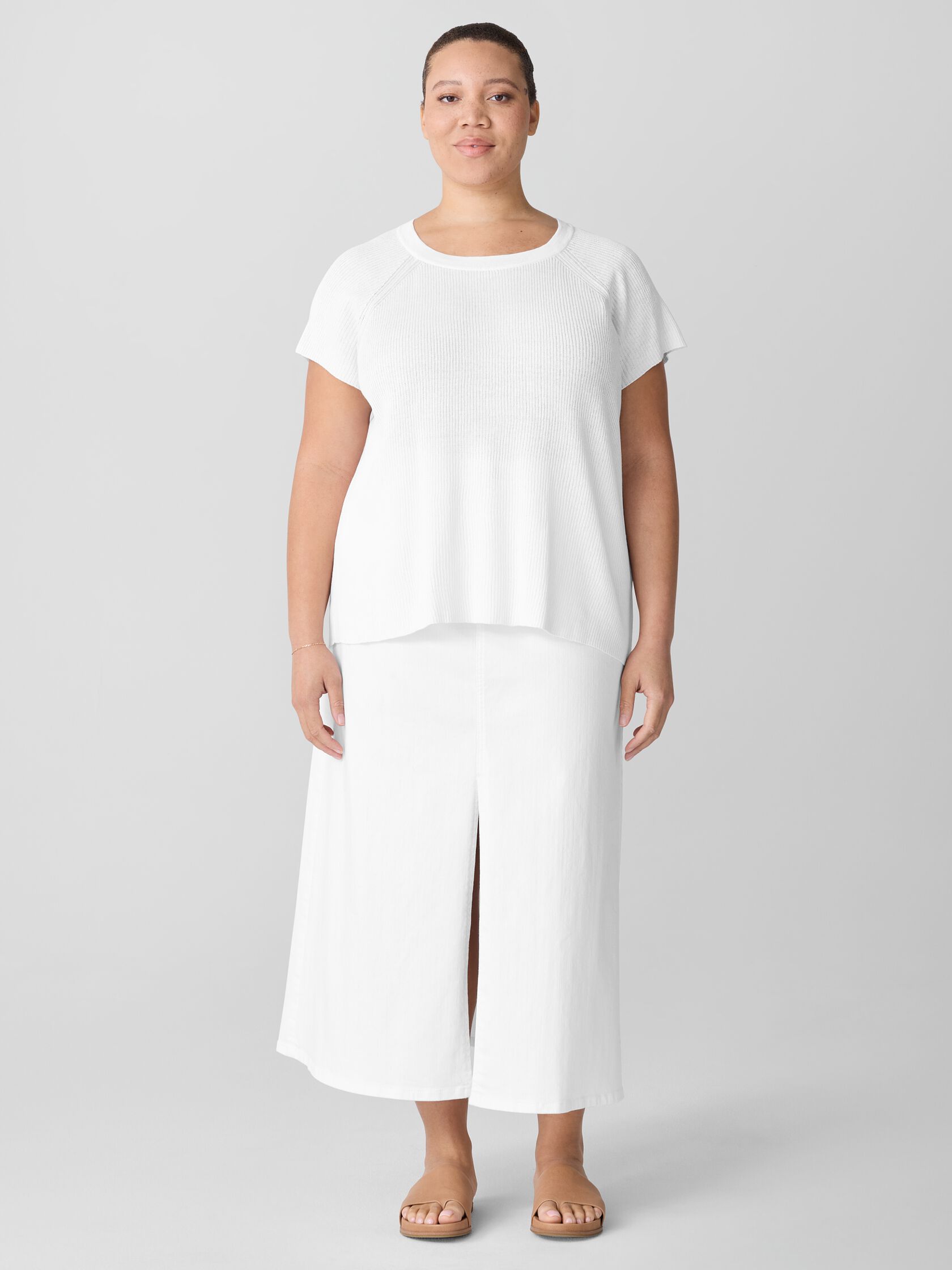 Organic Linen Cotton Jewel Neck Top