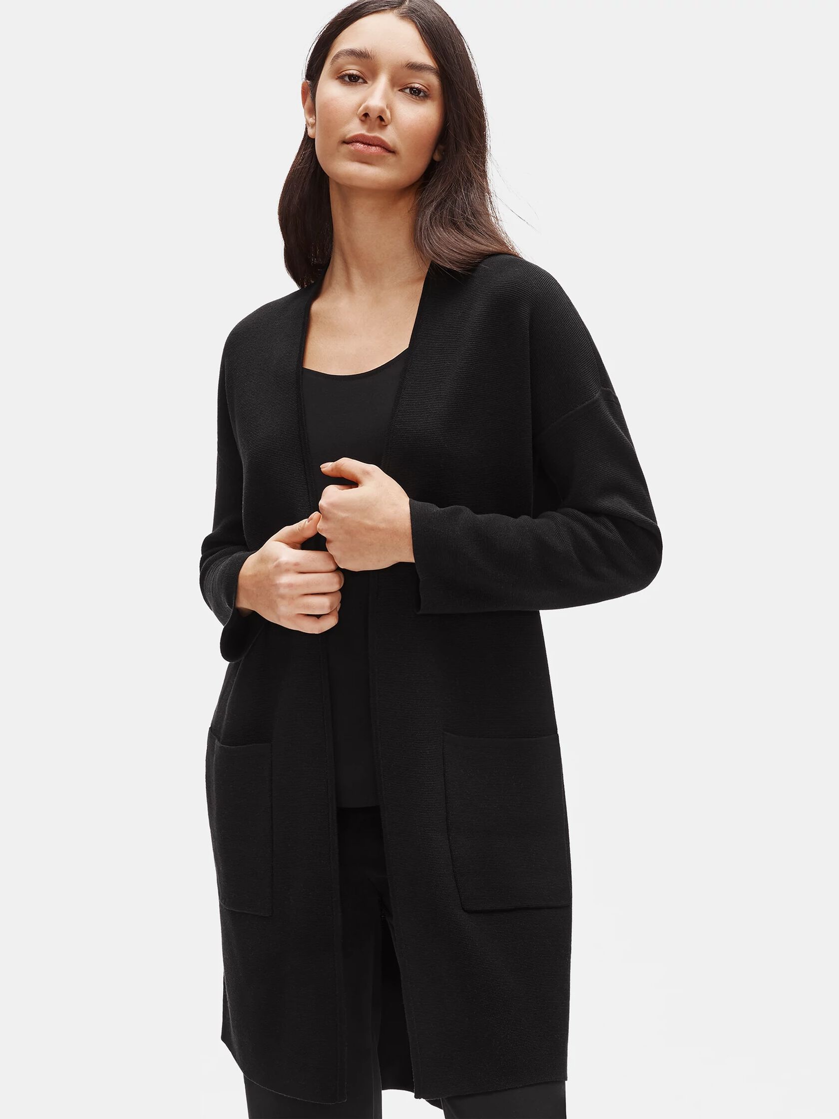 Silk & Organic Cotton Interlock Long Cardigan