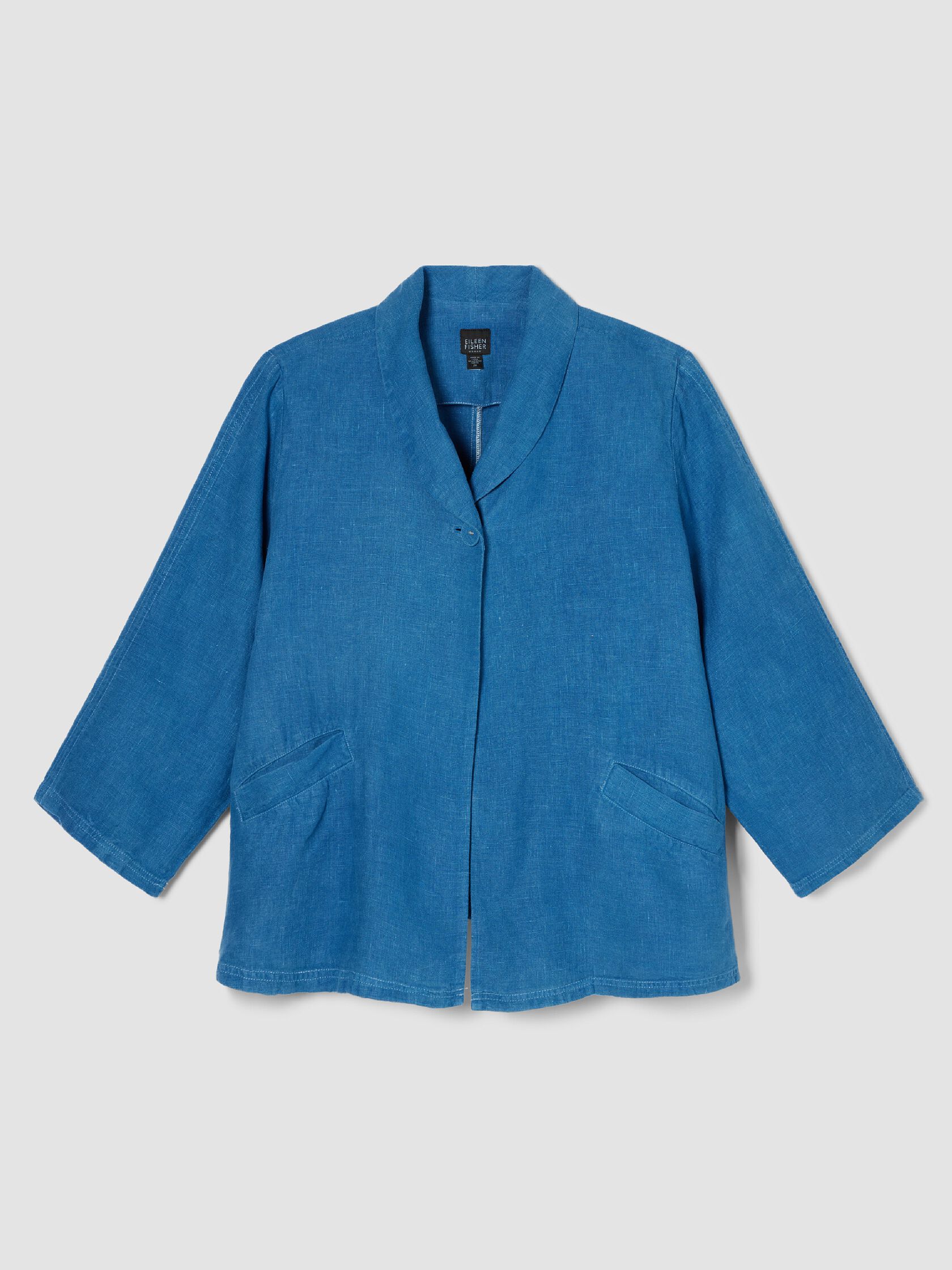 Renew Handkerchief Linen Single-Button Jacket, 2X