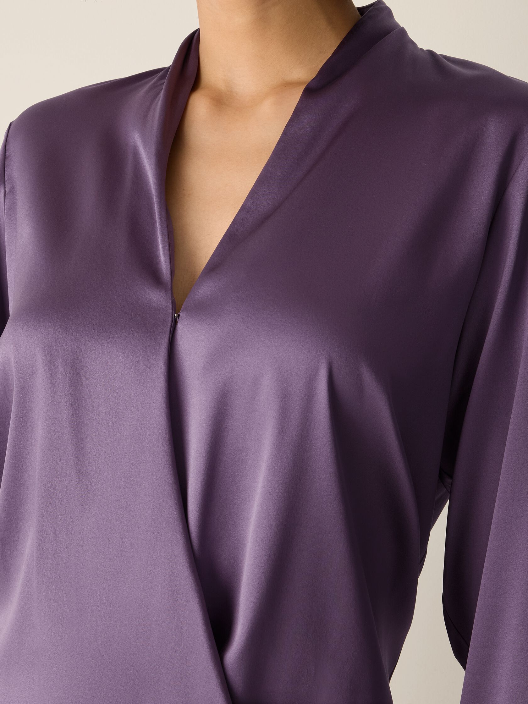 Stretch Silk Charmeuse Wrap Top