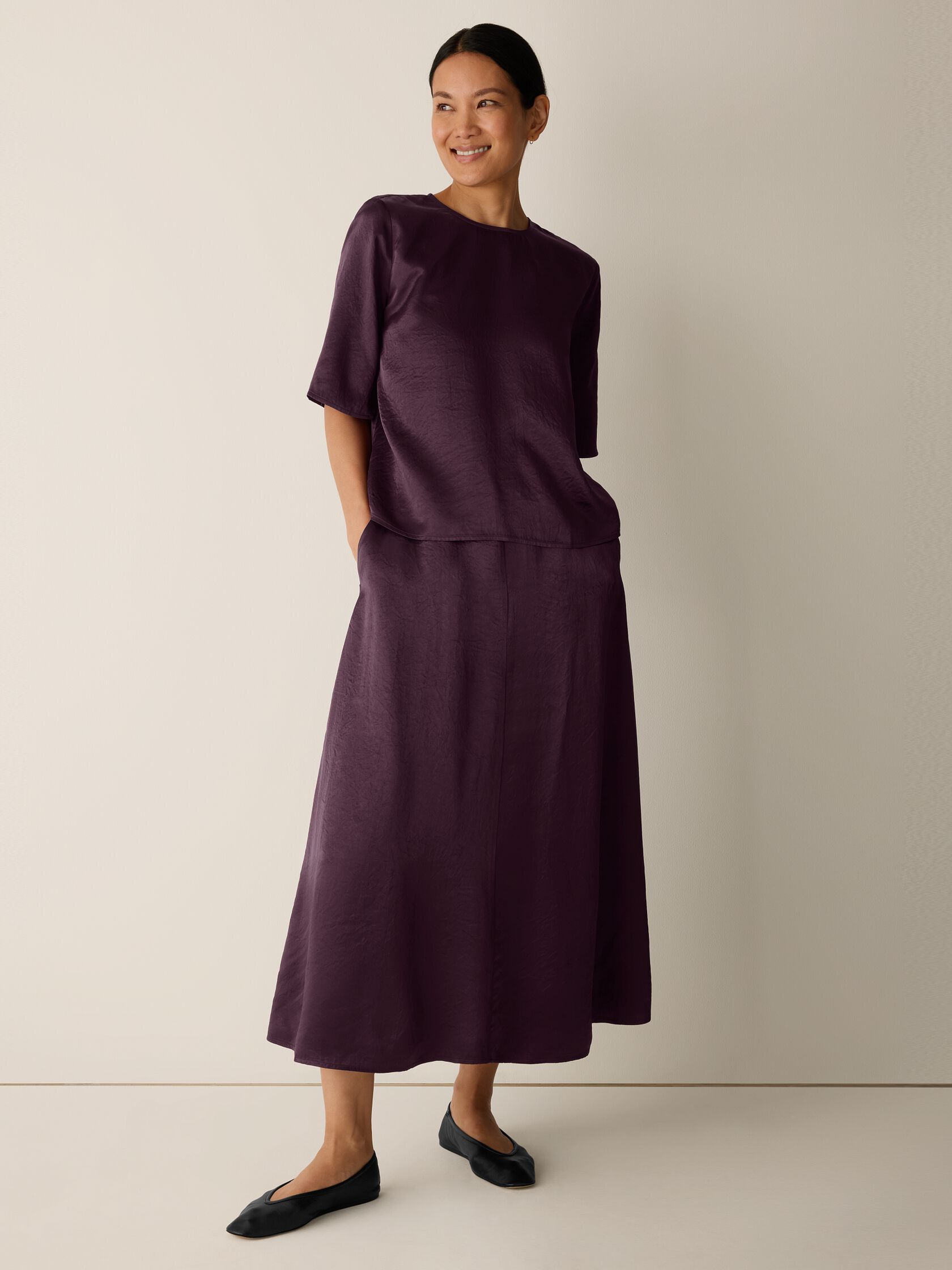 Textured Satin Half-Circle Skirt