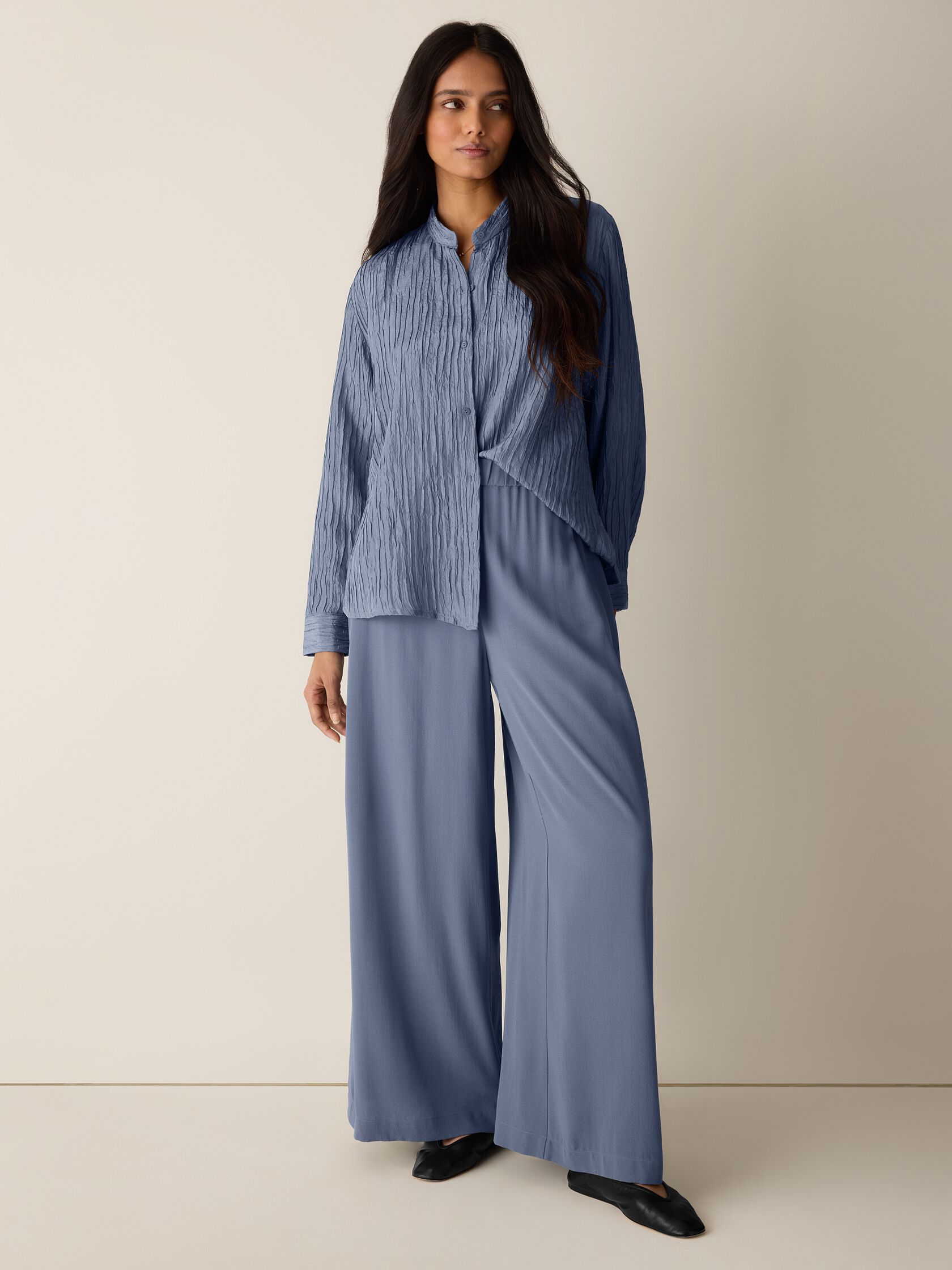 Silk Georgette Crepe Wide-Leg Pant