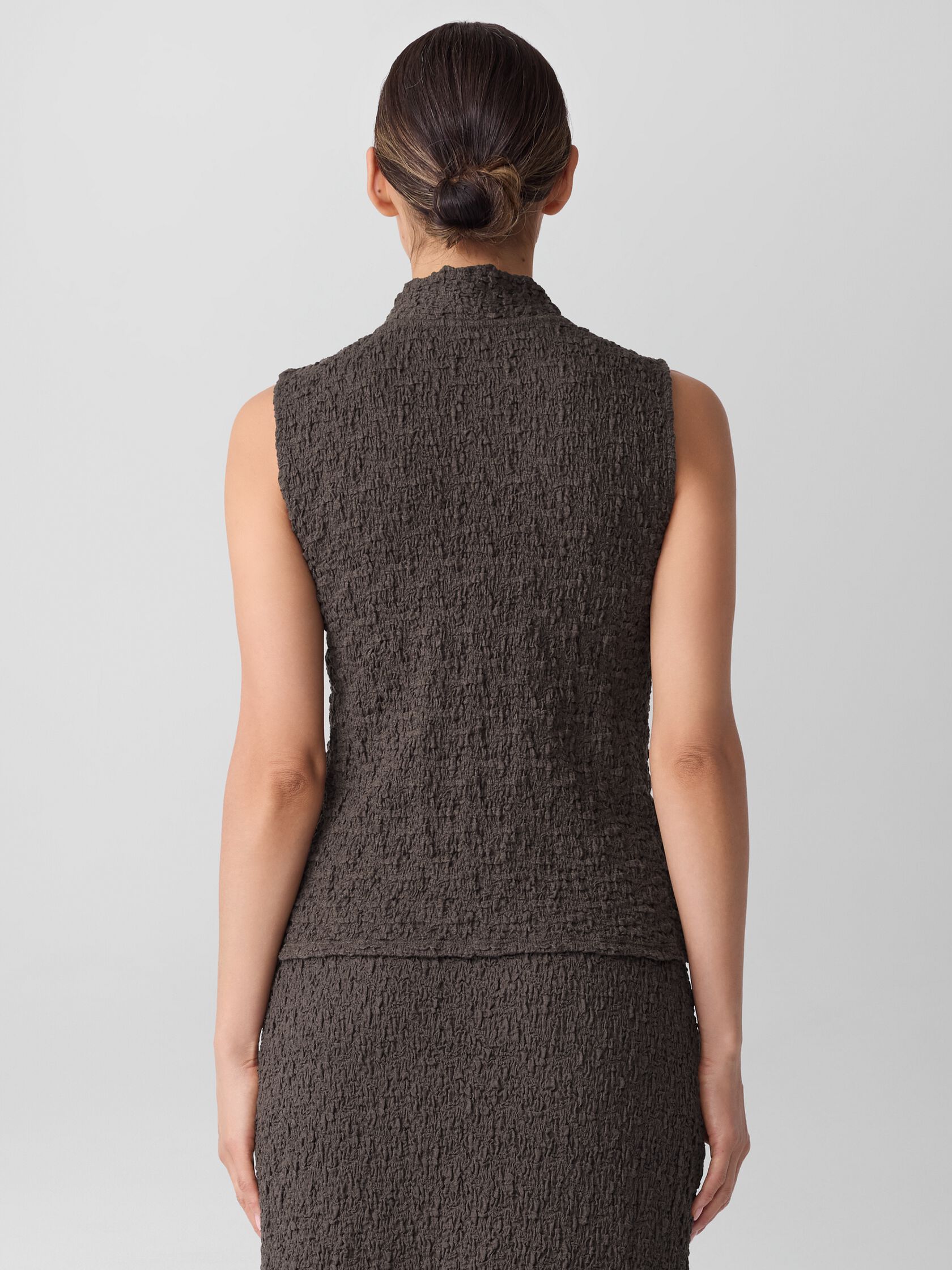 Bubble Jacquard Funnel Neck Top