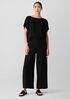 Woven Plissé Wide-Leg Pant
