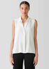 Silk Georgette Crepe Classic Collar Sleeveless Shirt