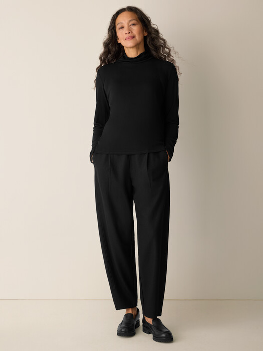 Stretch Silk Jersey Turtleneck Top
