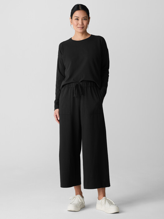 Pima Cotton Stretch Jersey Wide-Leg Pant