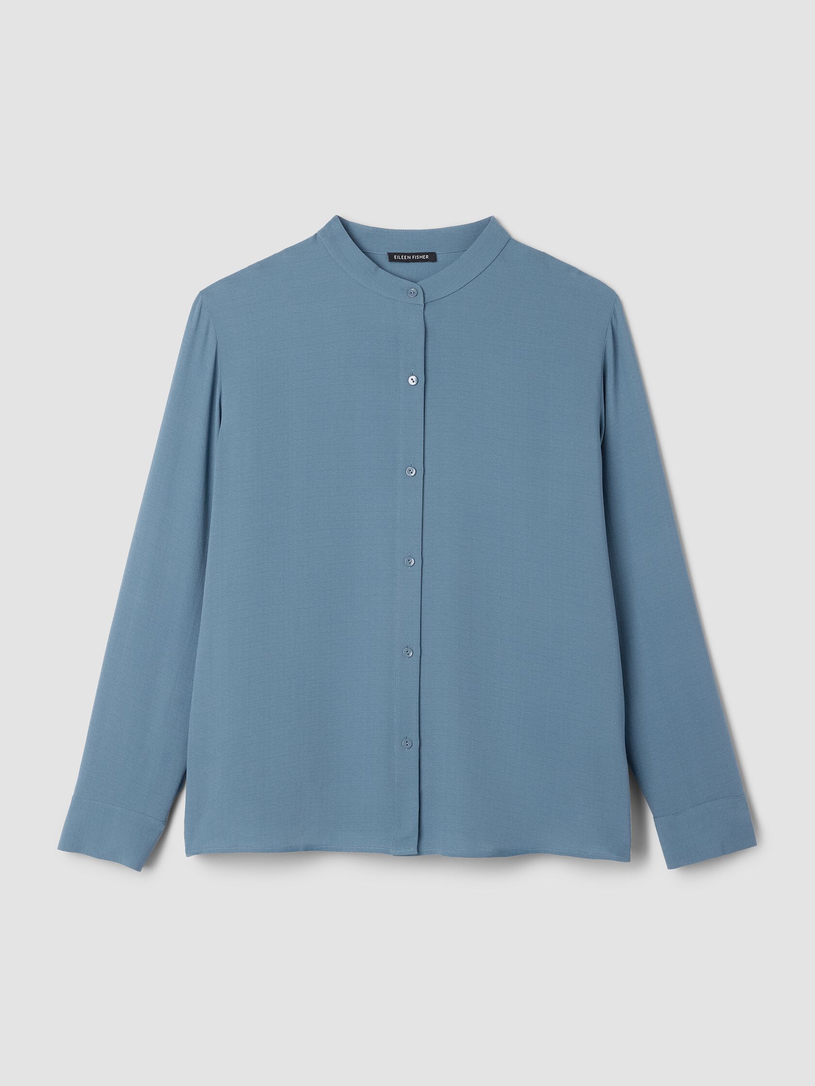 Silk Georgette Crepe Band Collar Top