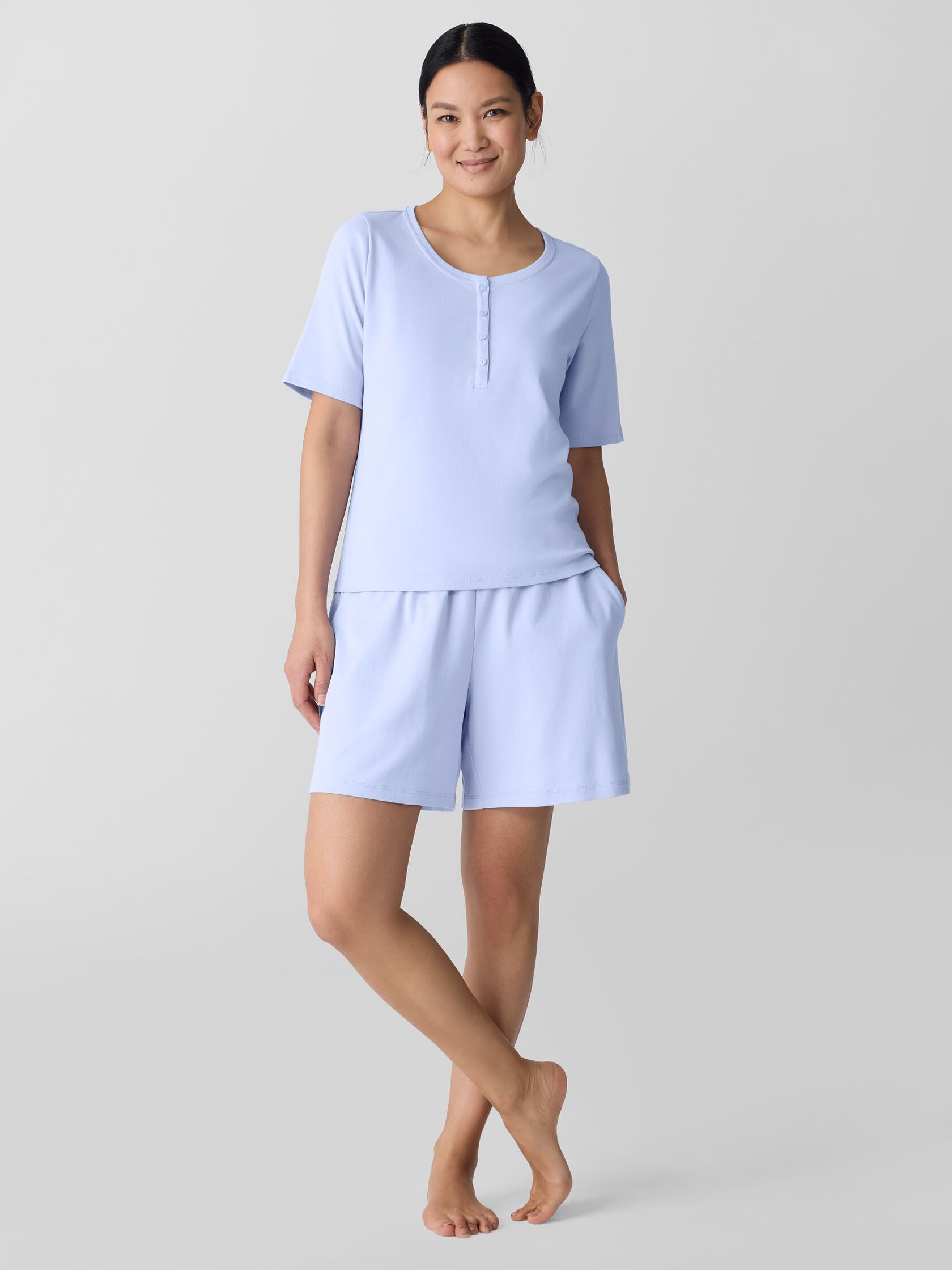 Organic Cotton Interlock Henley Sleep Top