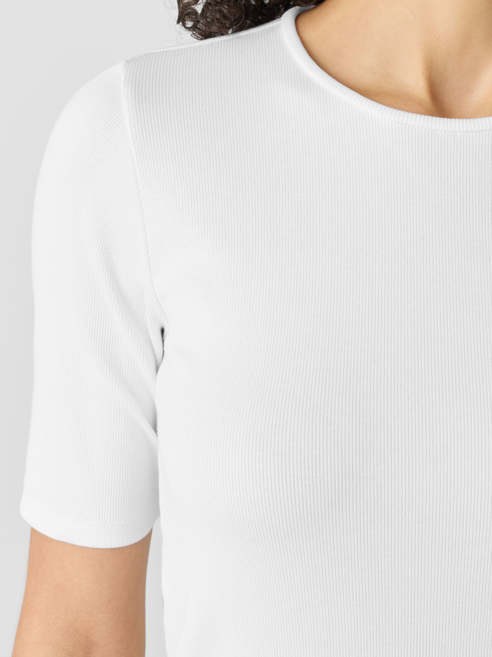 Organic Cotton Stretch Rib Crew Neck Top