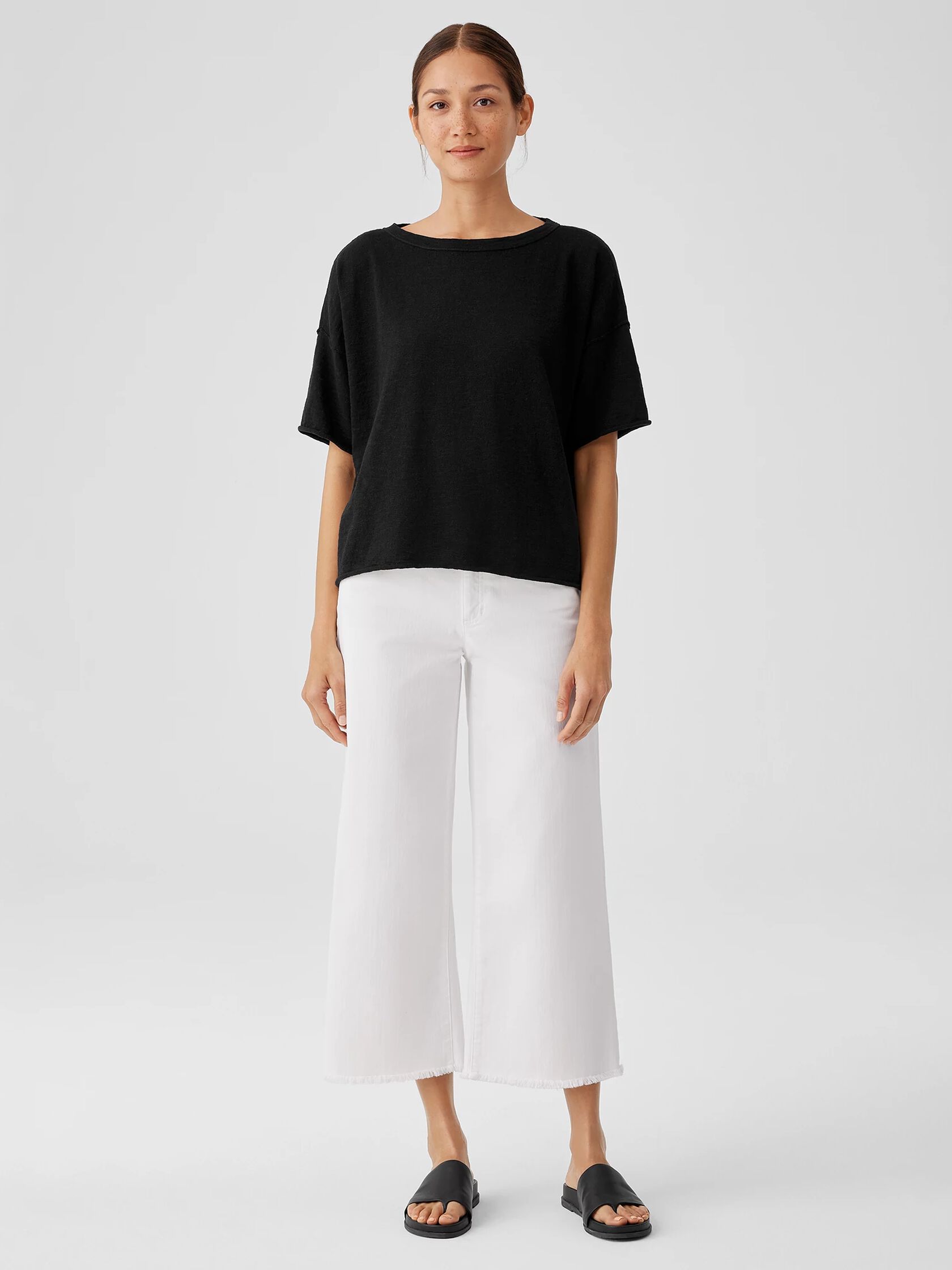 Organic Linen Cotton Slub Bateau Neck Top