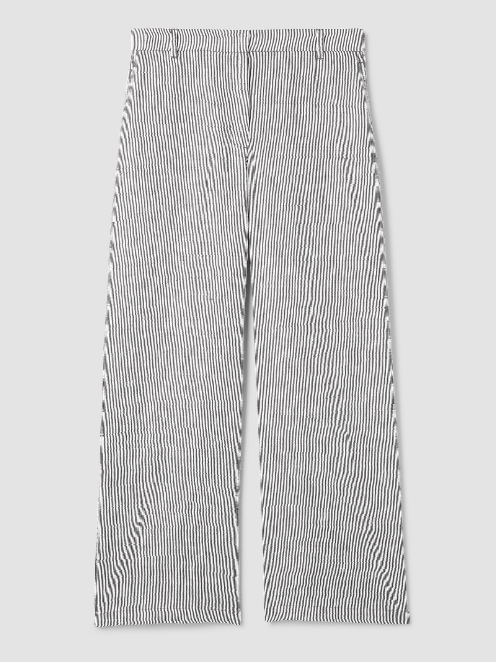 Striped Linen Nylon Sheen Full-Length Trouser Pant