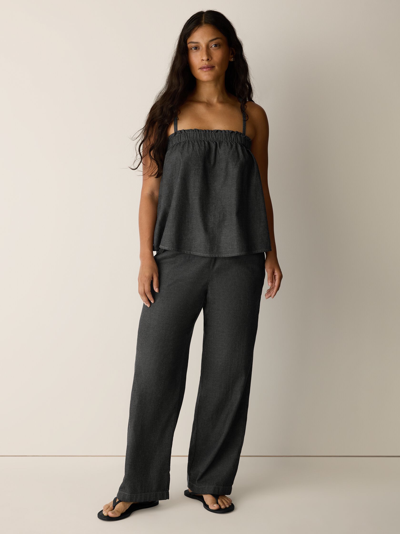 Airy Organic Cotton Twill Full-Length Straight Pant