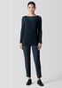 Crinkled Sheer Silk Georgette Bateau Neck Long Top