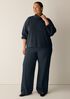 Washable Stretch Crepe Pintuck Wide Pant