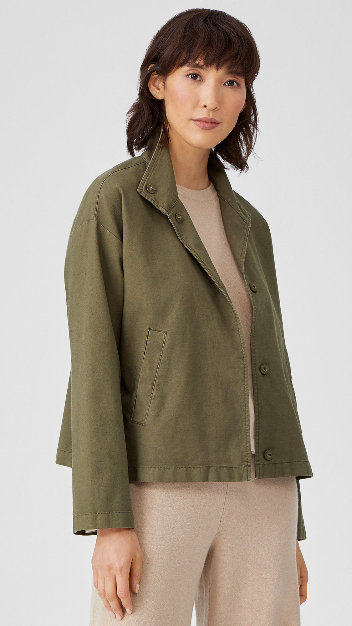 Organic Cotton Hemp Stand Collar Jacket