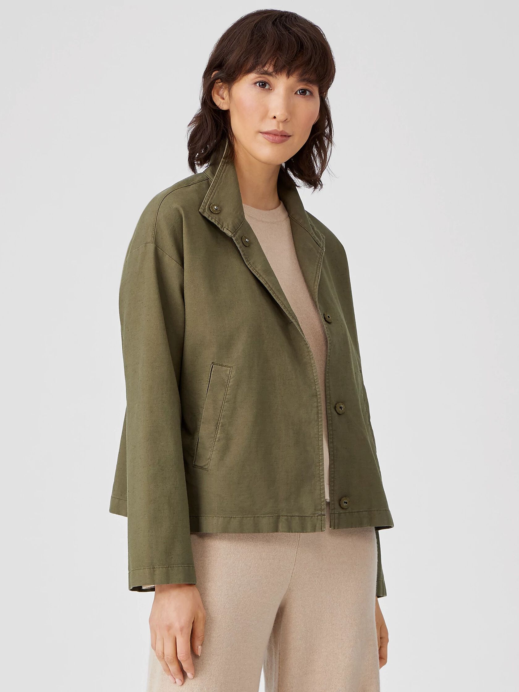 Organic Cotton Hemp Stand Collar Jacket