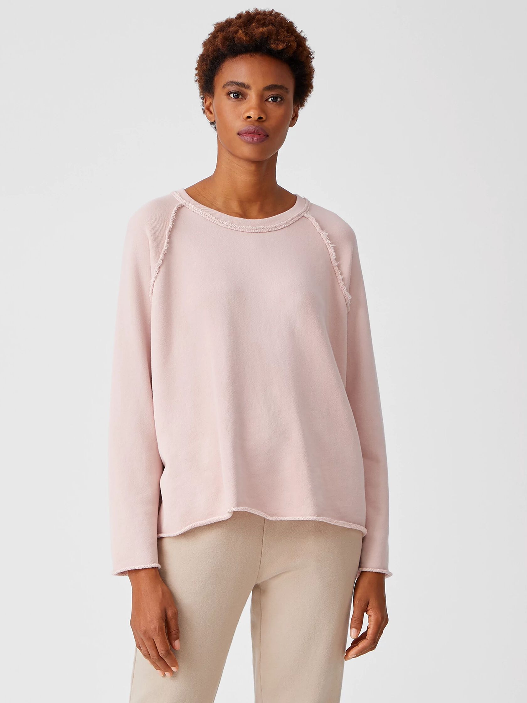 Organic Cotton French Terry Crew Neck Top