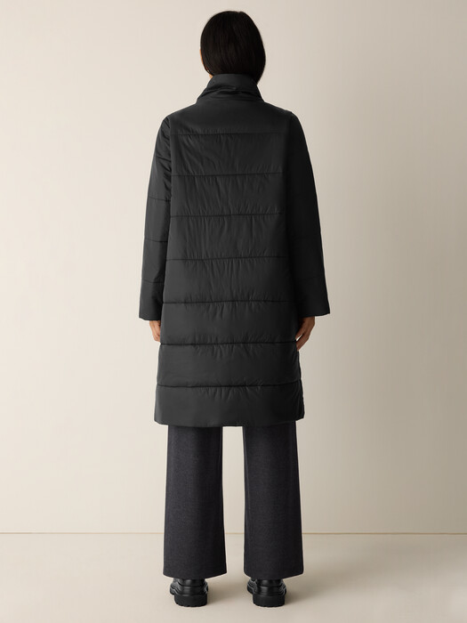 Eggshell Recycled Nylon Stand Collar Coat