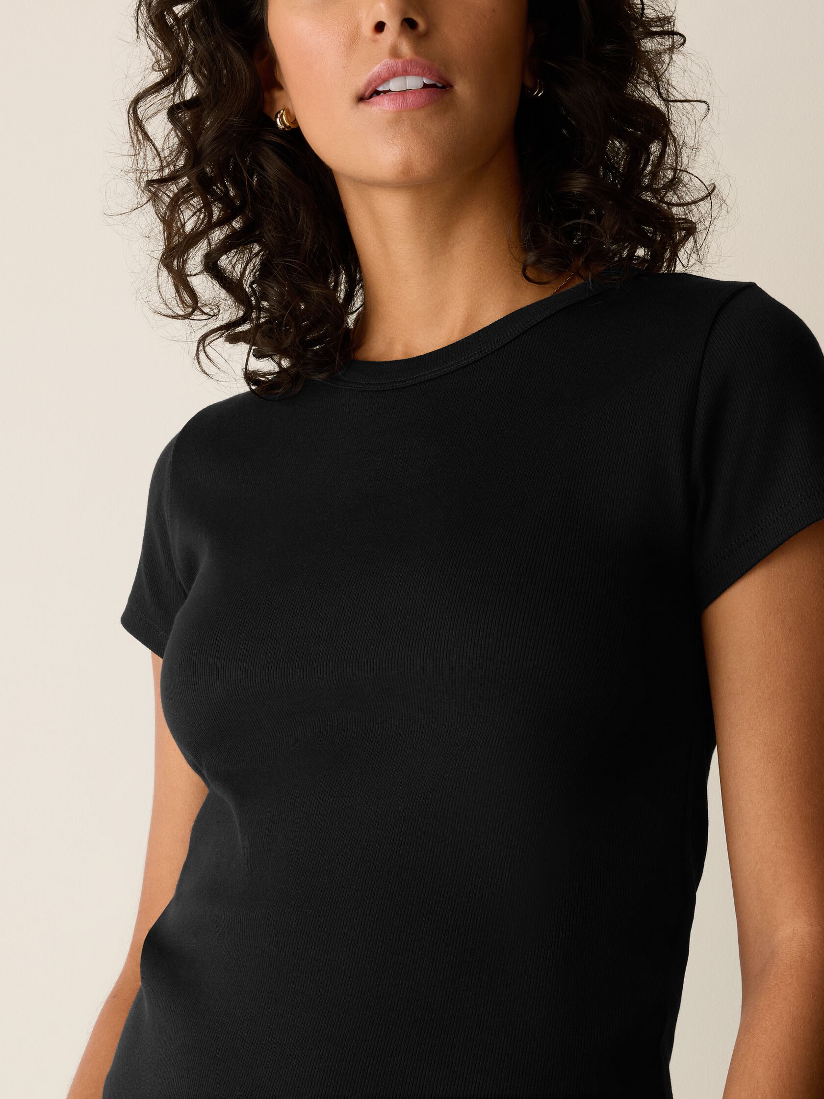Organic Cotton Stretch Rib Crew Neck Tee