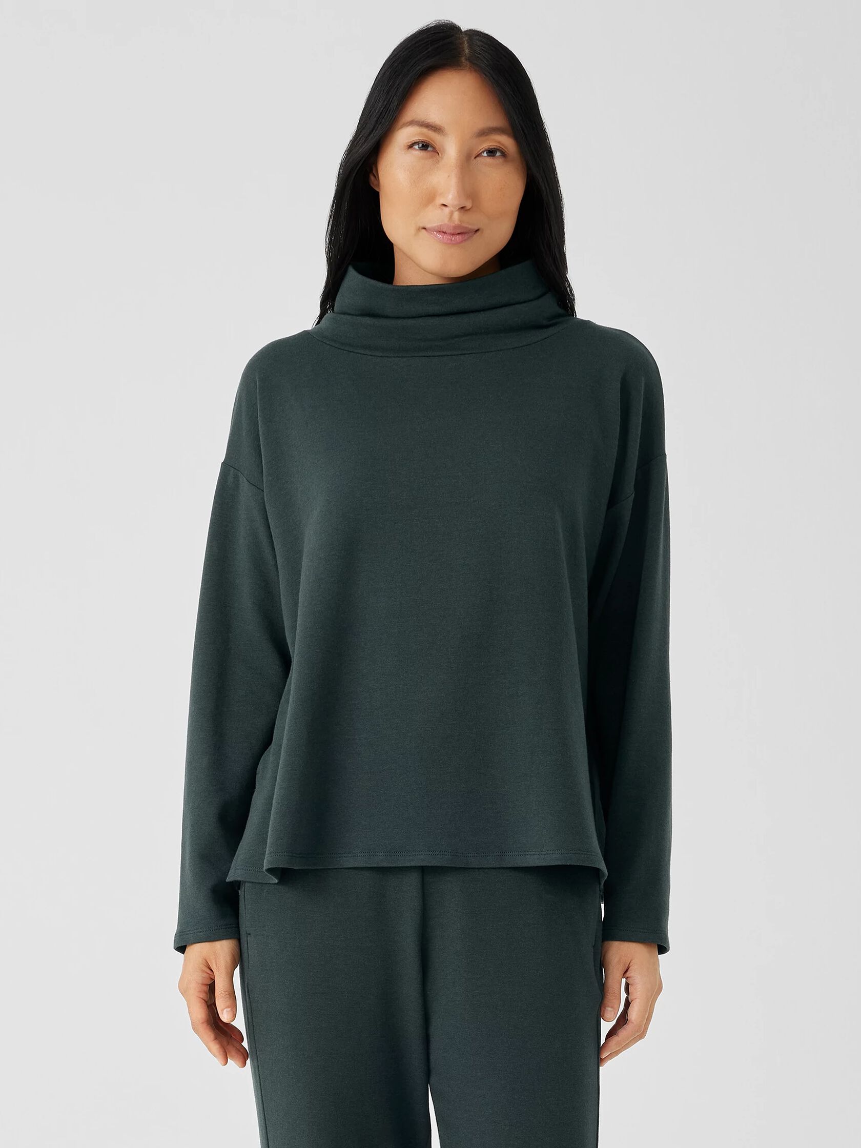 Cozy Brushed Terry Hug Funnel Neck Top