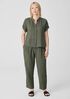 Puckered Organic Linen Short-Sleeve Shirt