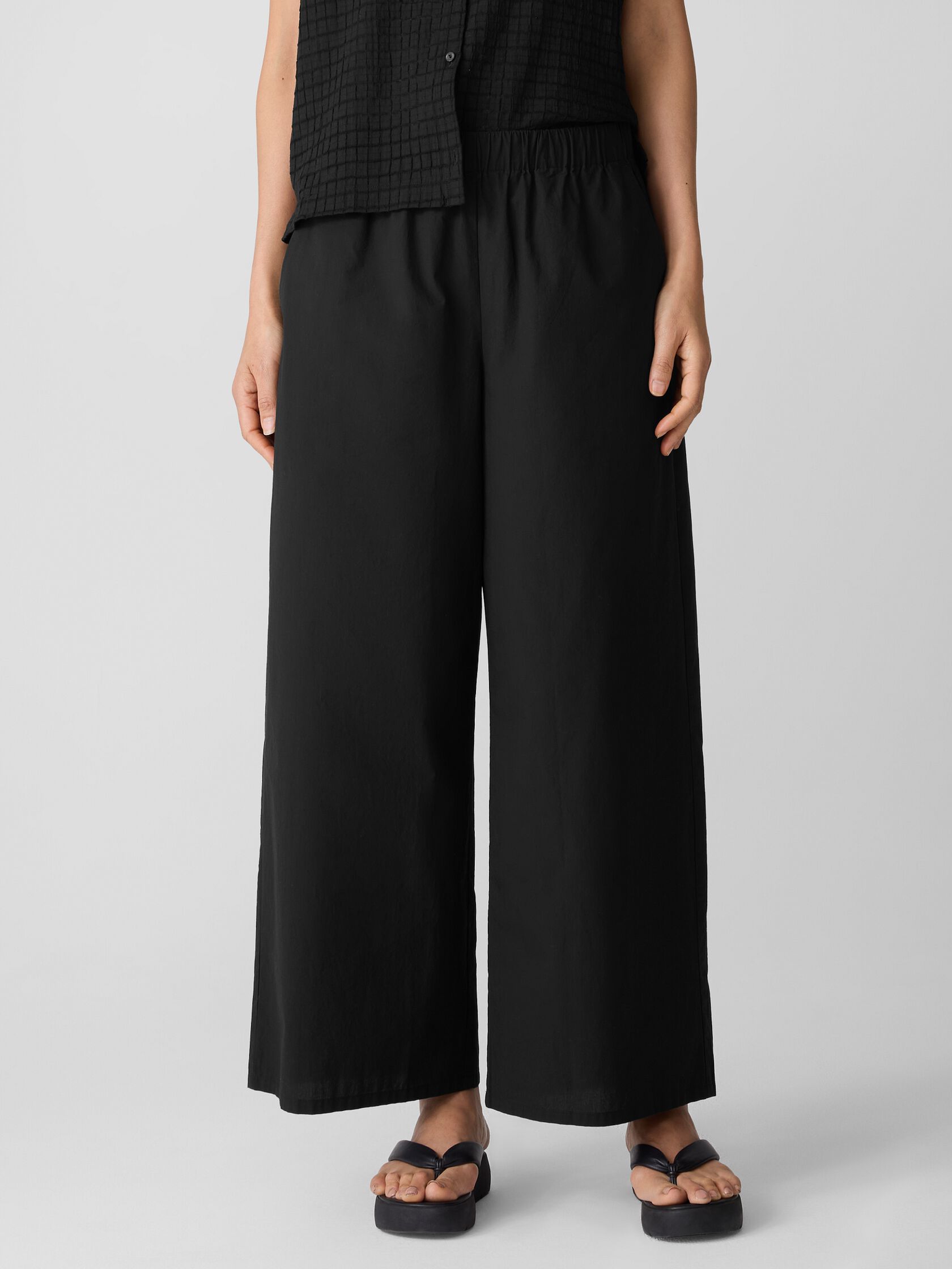 Washed Organic Cotton Poplin Wide-Leg Pant
