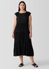 Crushed Silk Jewel Neck Tiered Dress