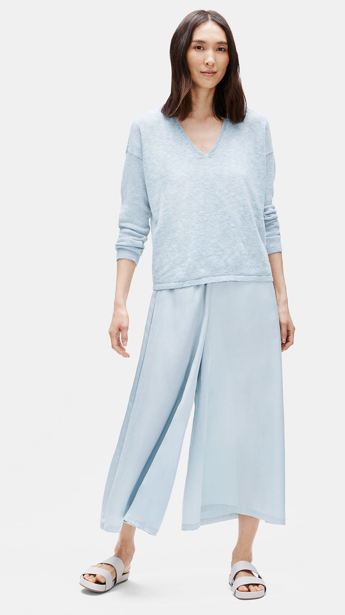 Washed Silk Organic Cotton Culotte Pant