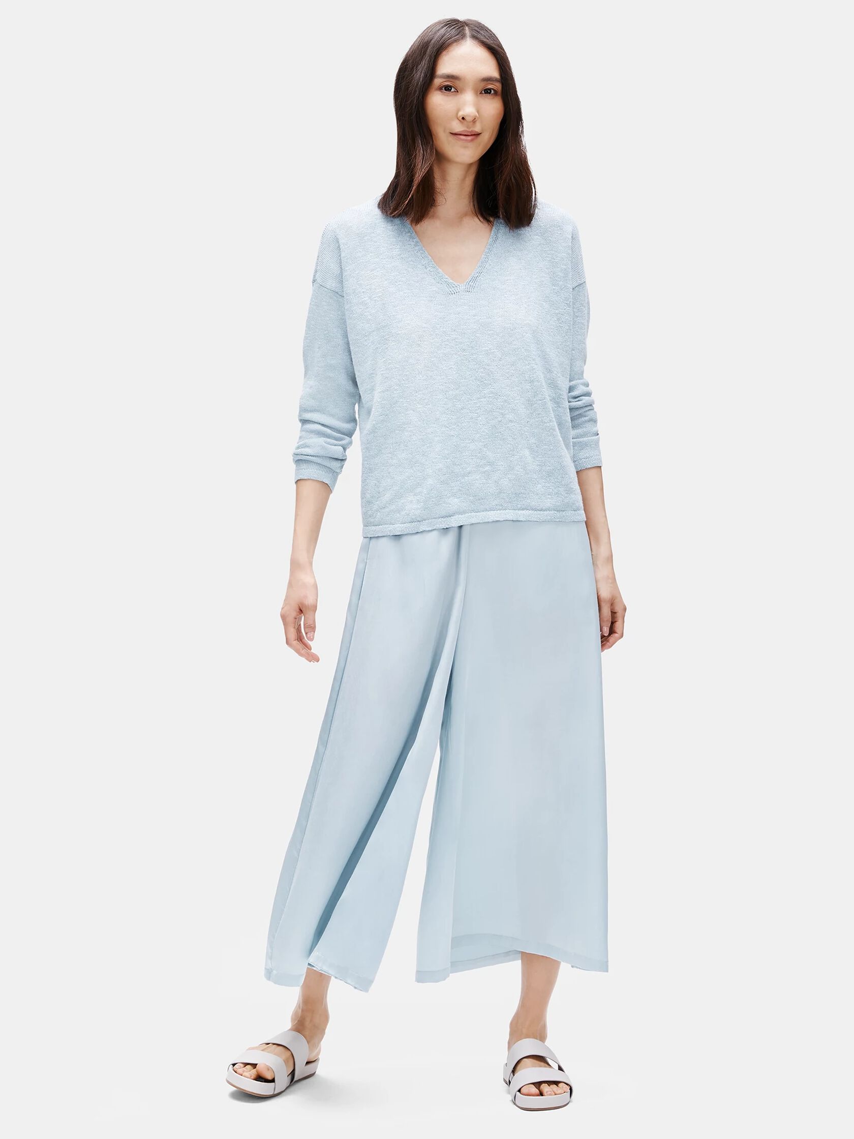 Washed Silk Organic Cotton Culotte Pant
