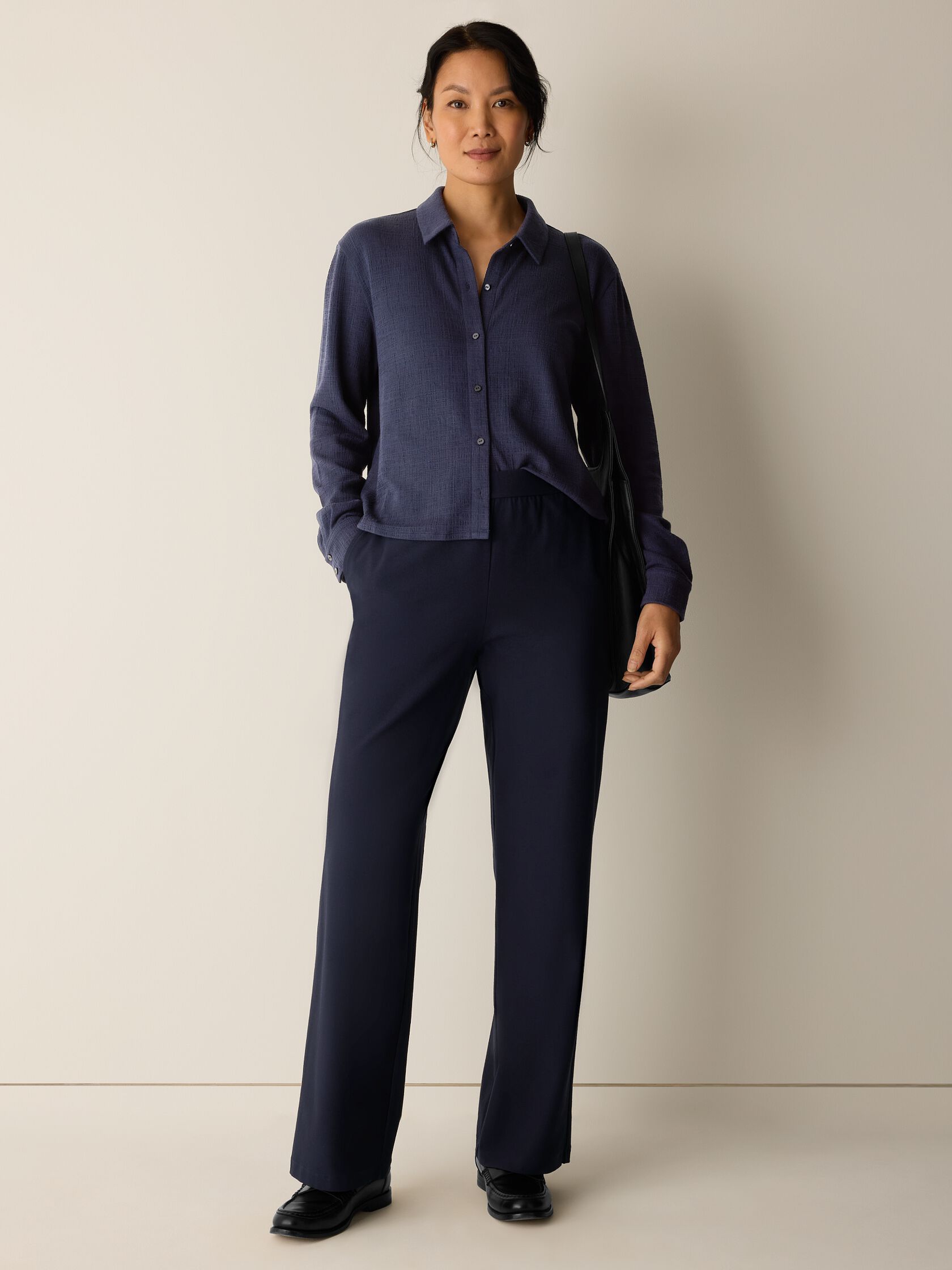 Washable Stretch Crepe Straight Pant