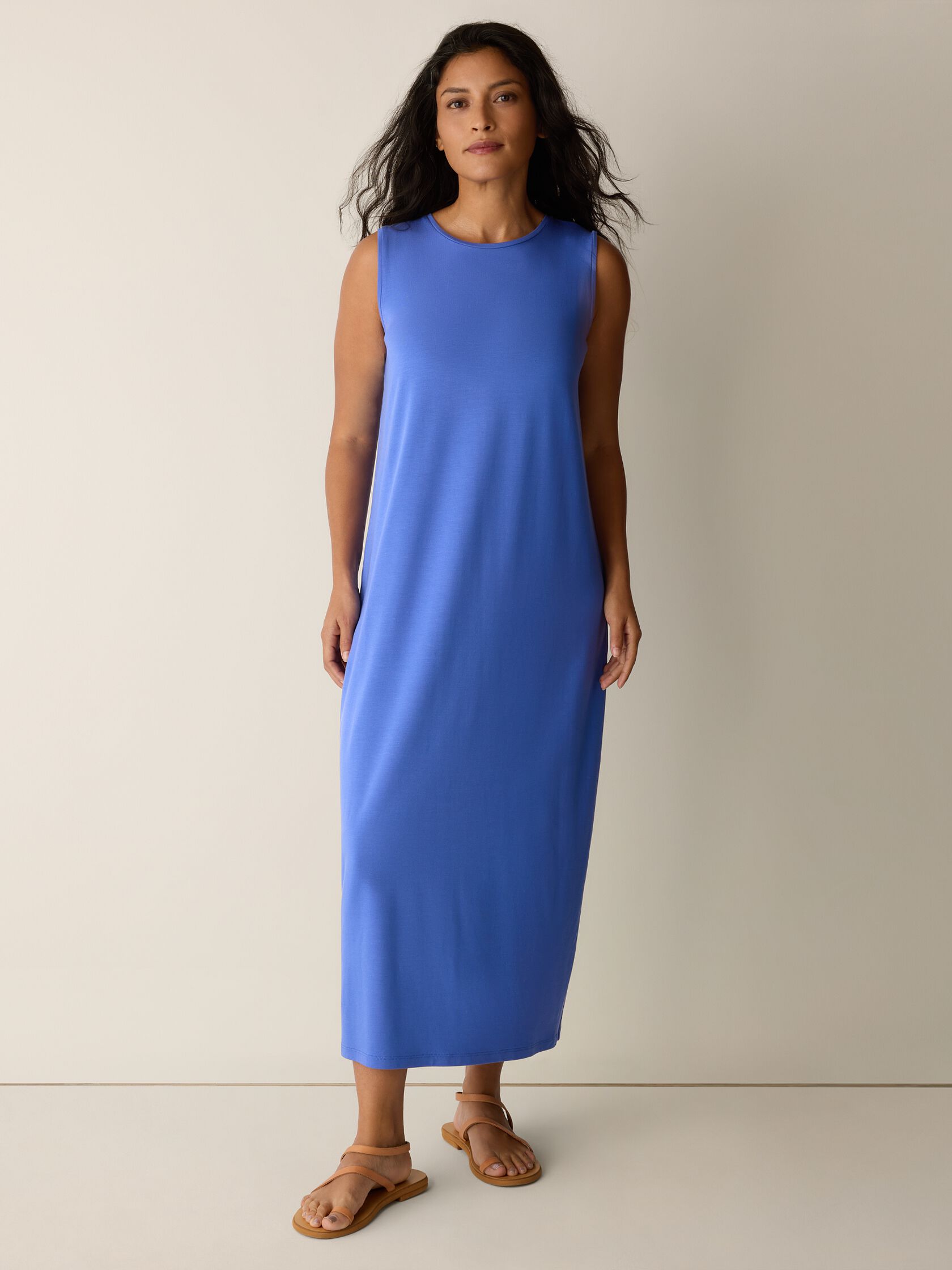 Stretch Jersey Knit Round Neck Dress