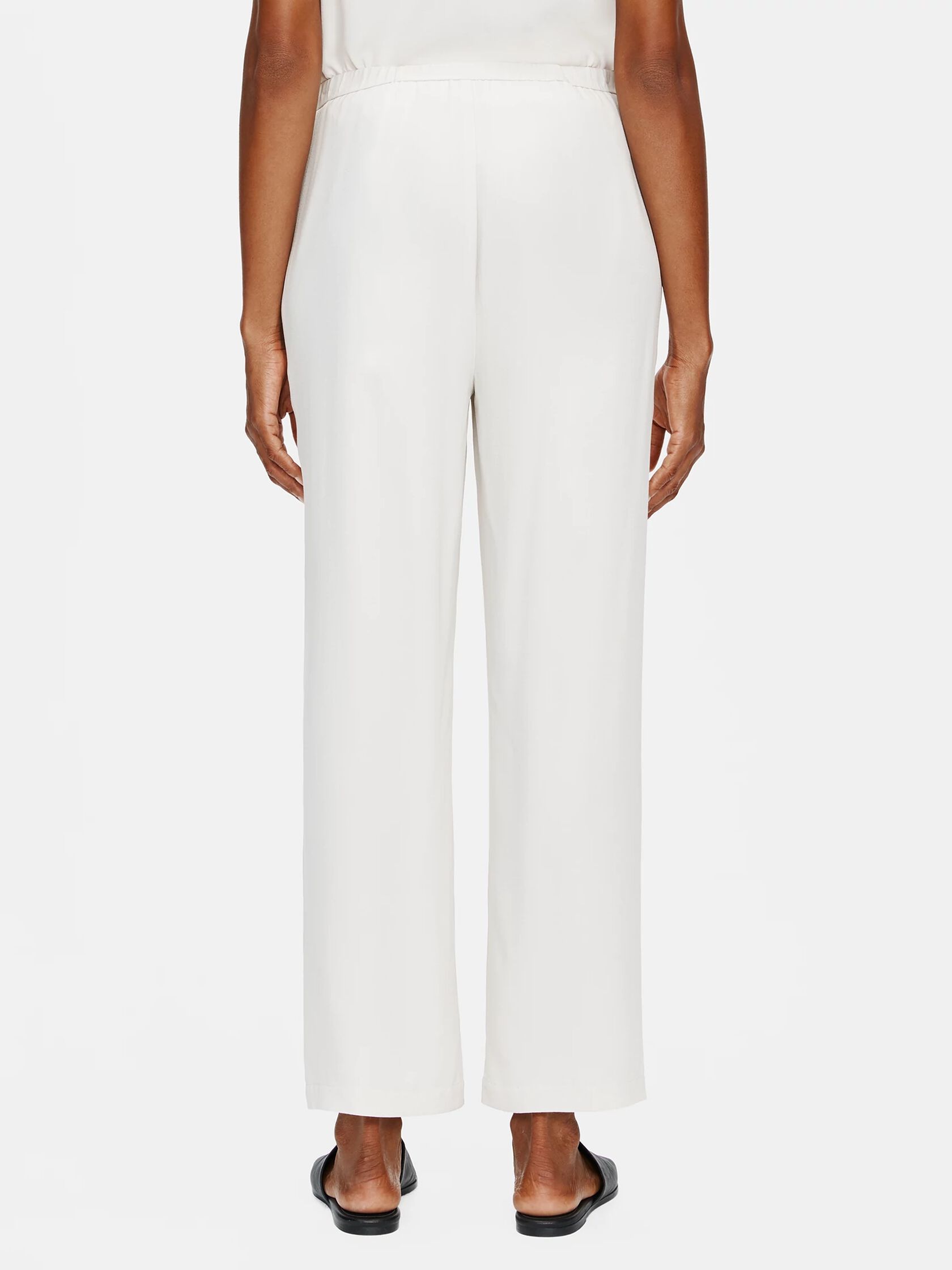 System Silk Georgette Straight Ankle Pant