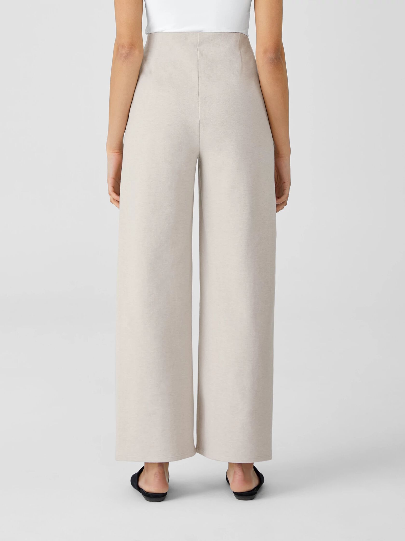 Organic Cotton Melange Crepe Wide-Leg Pant