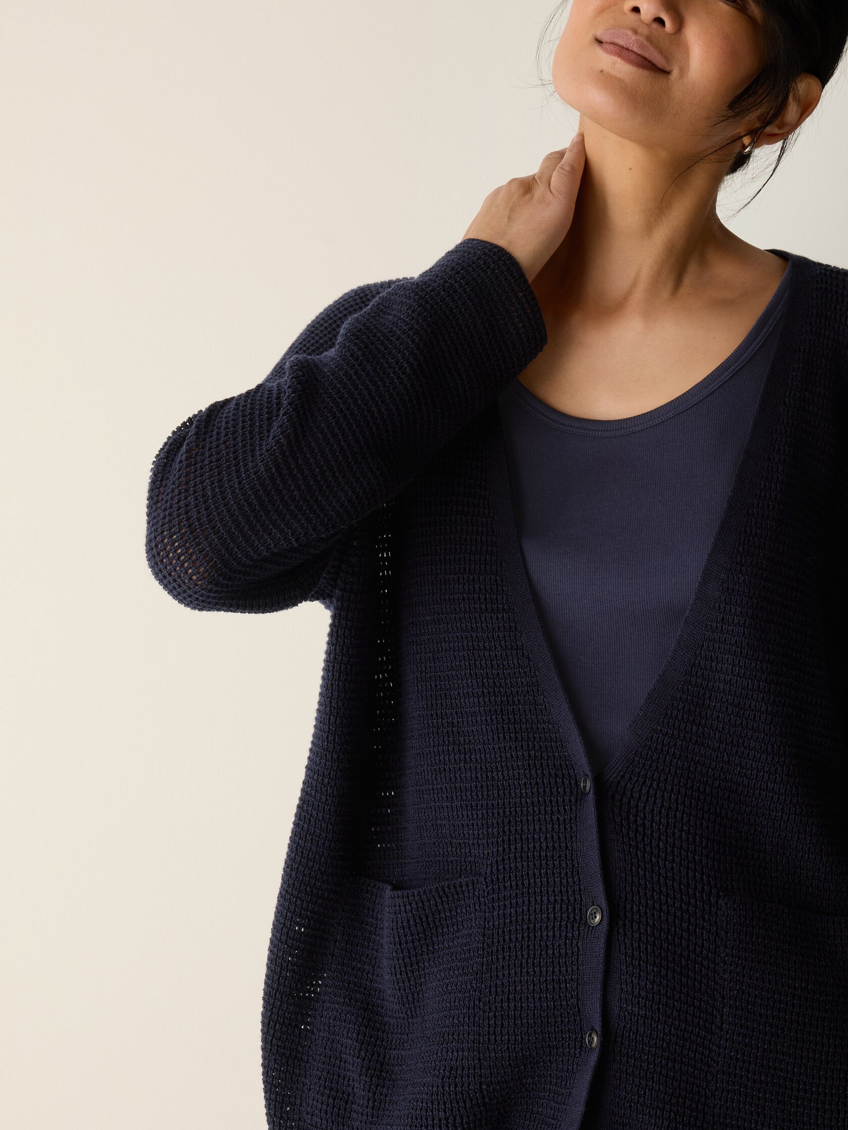 Peruvian Cotton Blend V-Neck Cardigan