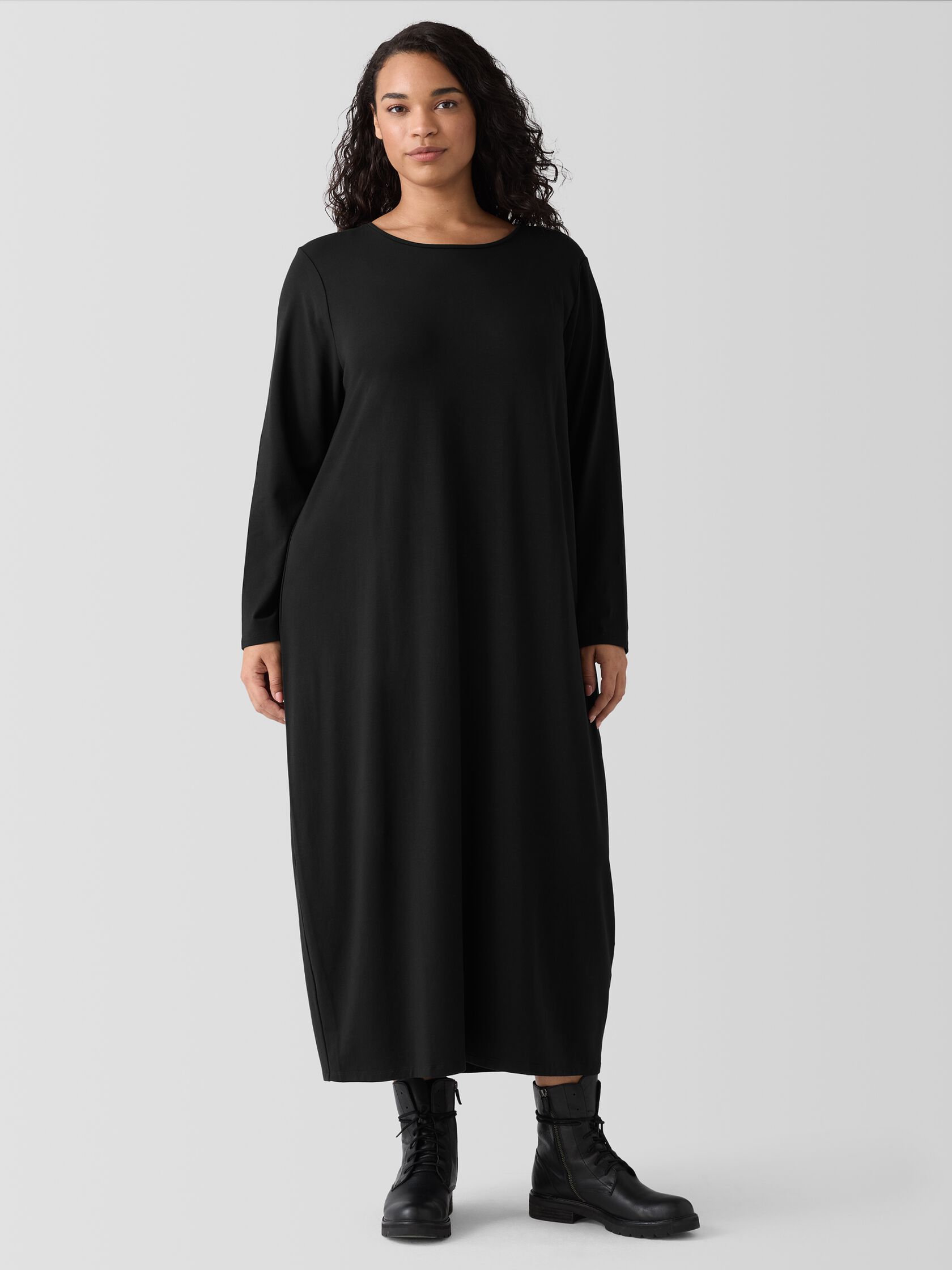 Stretch Jersey Knit Round Neck Dress