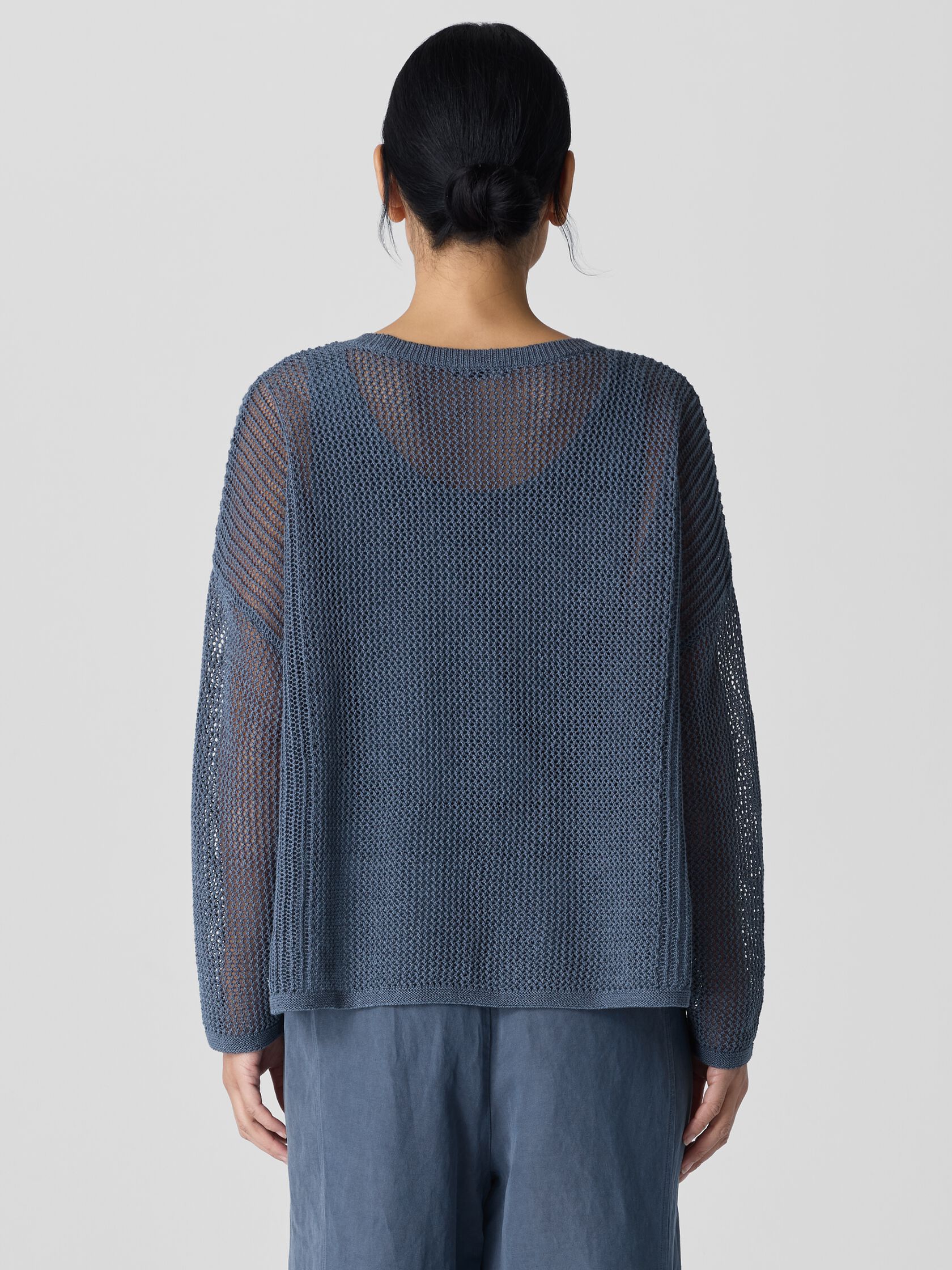 Organic Linen Cotton Cord Crew Neck Top