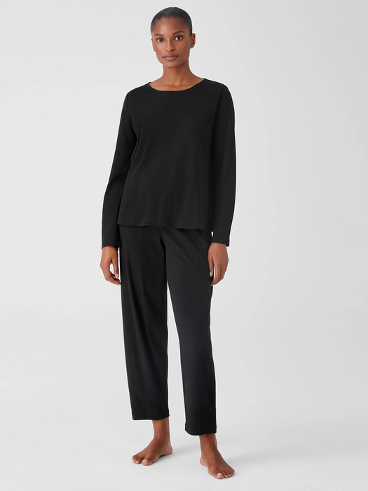 Cozy Organic Cotton Interlock Jewel Neck Top | EILEEN FISHER