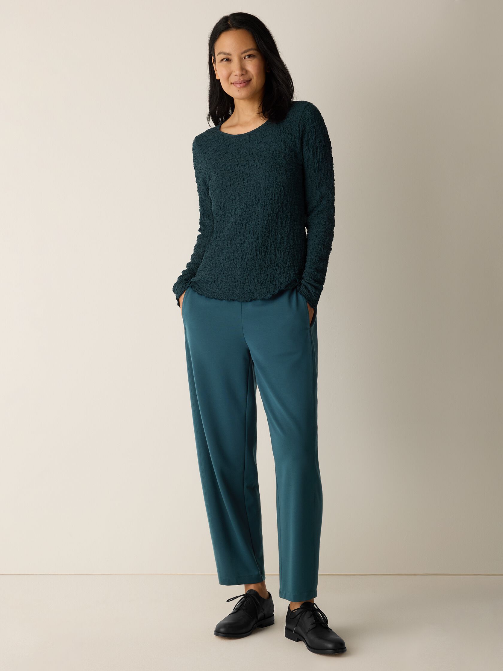 Bubble Jacquard Round Neck Top