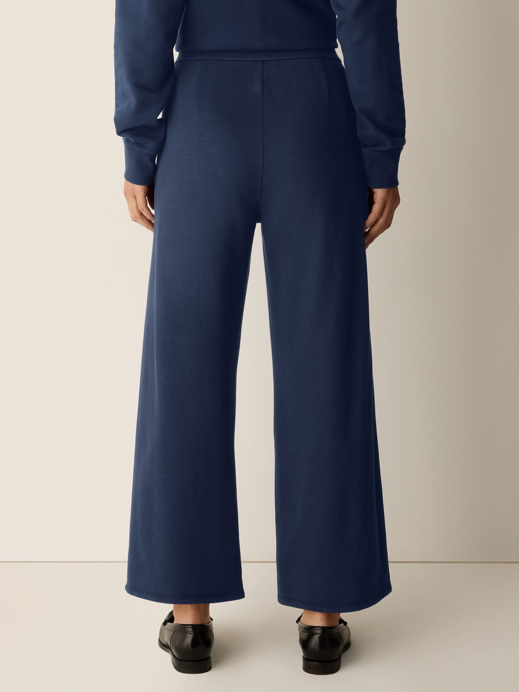 Garment-Dyed Organic Cotton Terry Wide-Leg Pant
