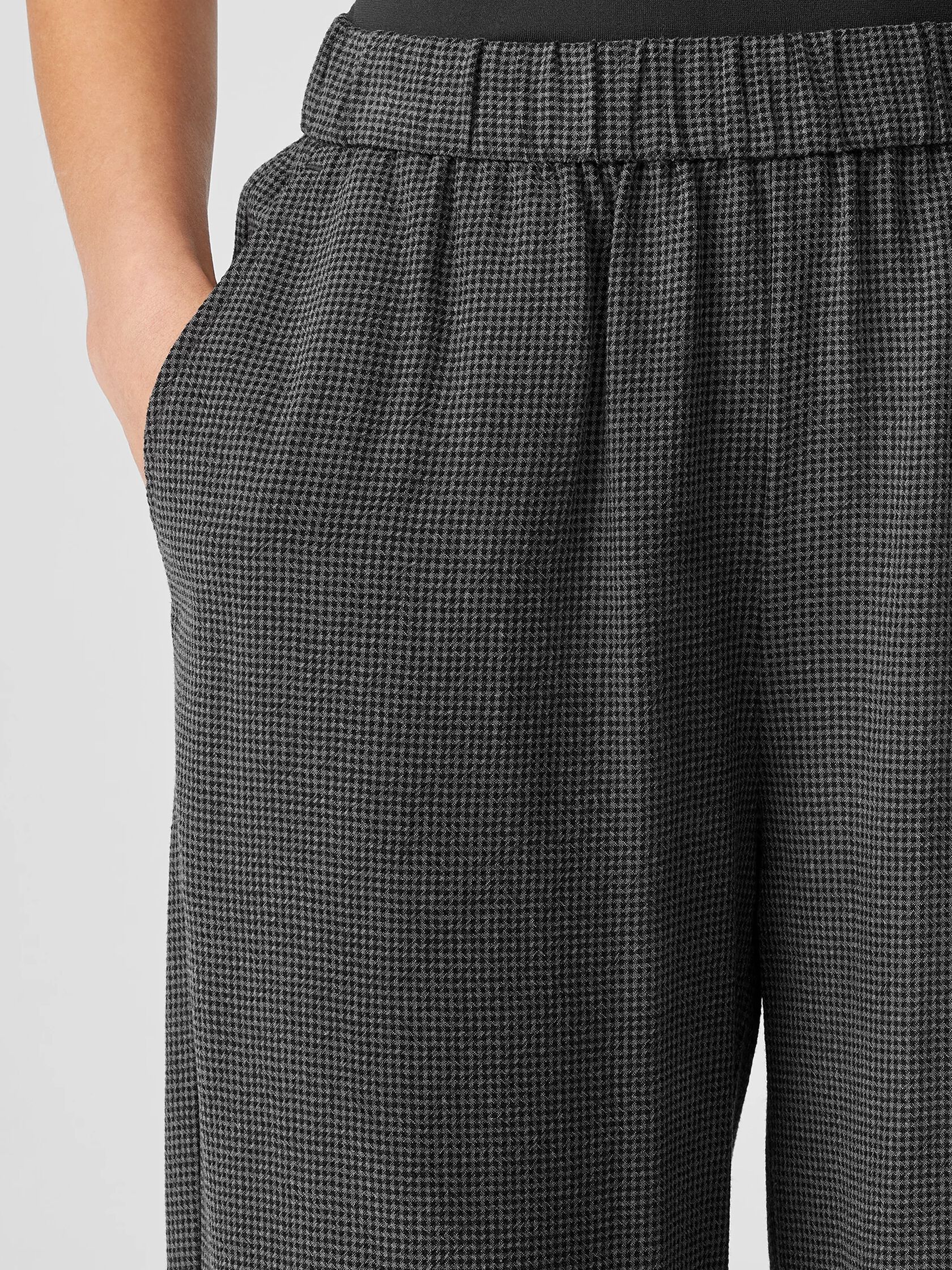 Mini Check Crepe Wide-Leg Pant