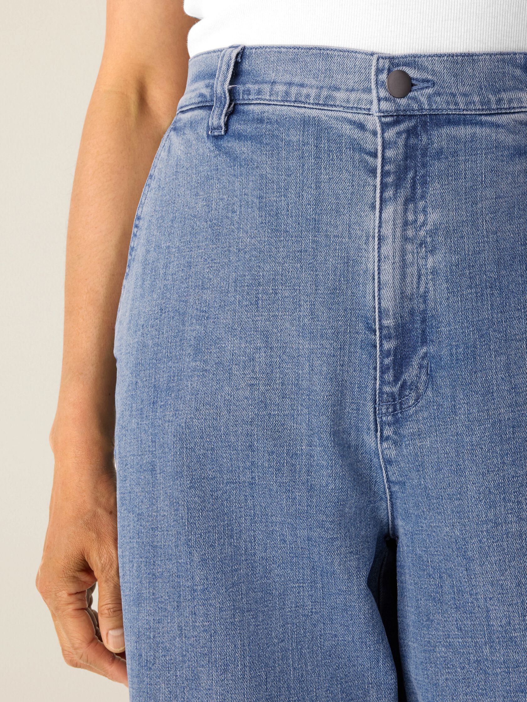 Cotton Stretch Denim Roomy Wide Trouser